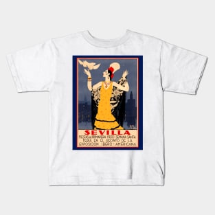 Sevilla - Seville, Spain Poster for the 1930 Holy Week Spring Festival Kids T-Shirt